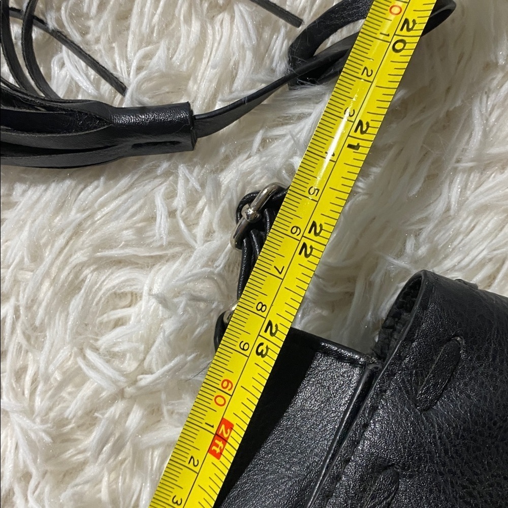 BLACK CROSSBODY SADDLE BAG w/ TASSEL - SMALL EVERYDAY PURSE - Picture 4 of 12